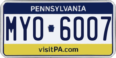 PA license plate MYO6007
