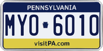 PA license plate MYO6010