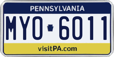 PA license plate MYO6011