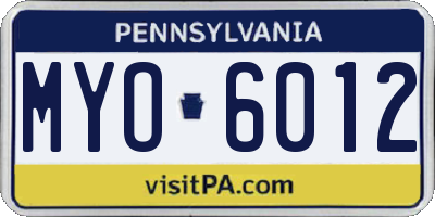 PA license plate MYO6012