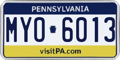 PA license plate MYO6013