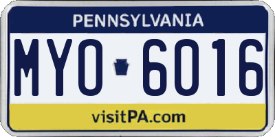 PA license plate MYO6016