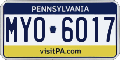 PA license plate MYO6017