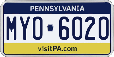 PA license plate MYO6020