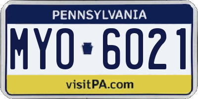 PA license plate MYO6021