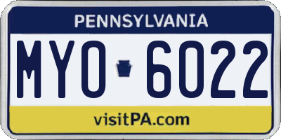 PA license plate MYO6022