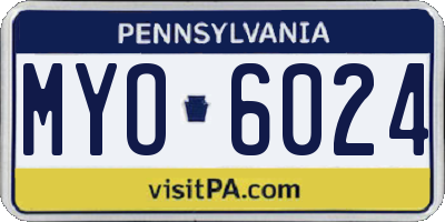 PA license plate MYO6024