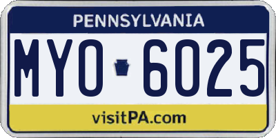 PA license plate MYO6025