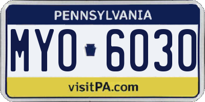 PA license plate MYO6030