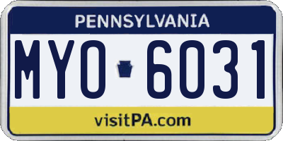 PA license plate MYO6031