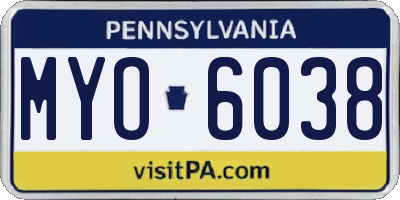 PA license plate MYO6038