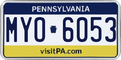 PA license plate MYO6053
