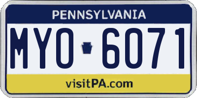 PA license plate MYO6071