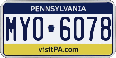 PA license plate MYO6078