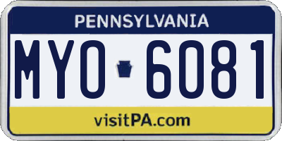 PA license plate MYO6081