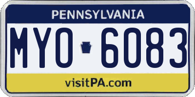 PA license plate MYO6083