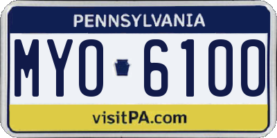 PA license plate MYO6100