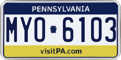 PA license plate MYO6103