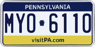 PA license plate MYO6110