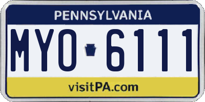 PA license plate MYO6111