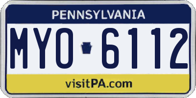 PA license plate MYO6112