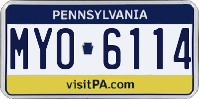 PA license plate MYO6114