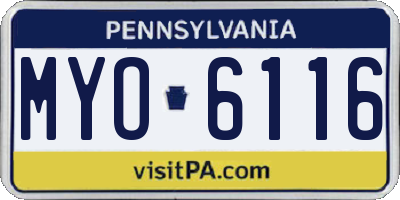 PA license plate MYO6116