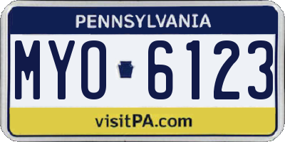 PA license plate MYO6123