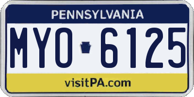 PA license plate MYO6125