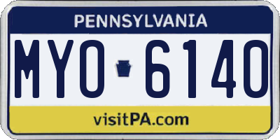 PA license plate MYO6140