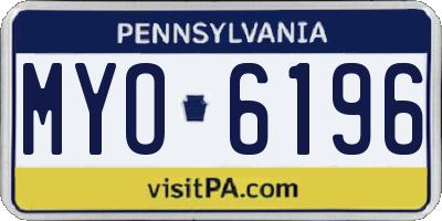 PA license plate MYO6196