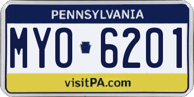 PA license plate MYO6201