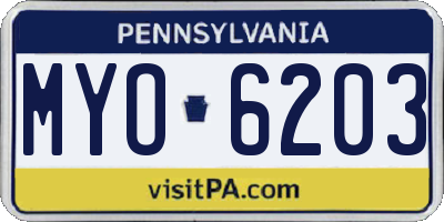 PA license plate MYO6203