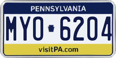 PA license plate MYO6204