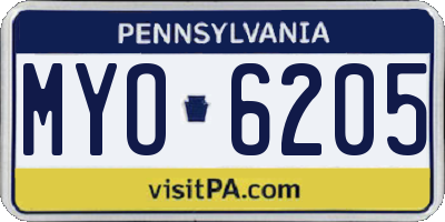 PA license plate MYO6205