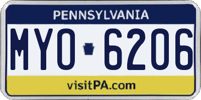 PA license plate MYO6206