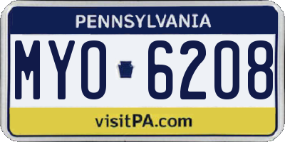 PA license plate MYO6208