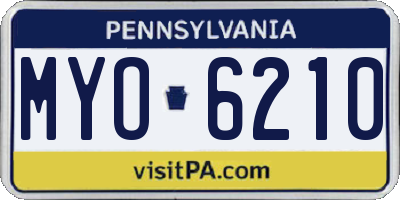 PA license plate MYO6210