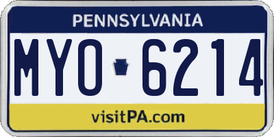 PA license plate MYO6214