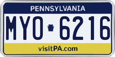 PA license plate MYO6216