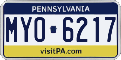 PA license plate MYO6217