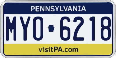 PA license plate MYO6218