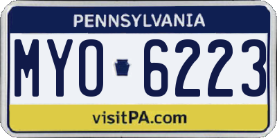 PA license plate MYO6223