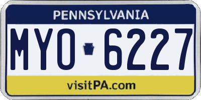 PA license plate MYO6227