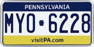PA license plate MYO6228