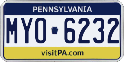PA license plate MYO6232