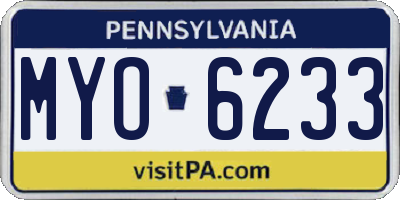PA license plate MYO6233