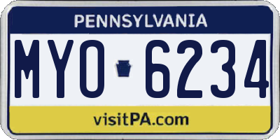PA license plate MYO6234