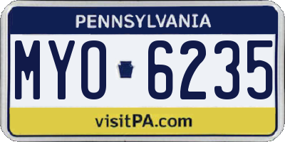 PA license plate MYO6235