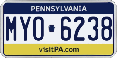 PA license plate MYO6238